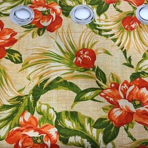Four-piece floral print drapes